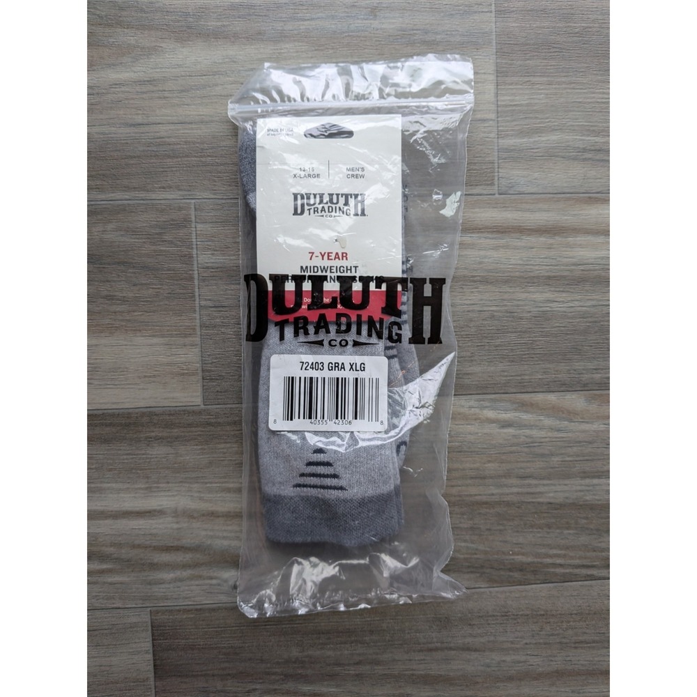 Duluth Midweight Performance Socks Mens Crew XL Gray NWT Made In USA